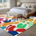 thumbnail image 4 of Large Area Rugs for Living Room Bedroom, Colorful Handprints 6'x9' Rug Washable Carpet Runner Indoor Outdoor, Rainbow Abstract Hand Foot Prints Non Slip Floor Mats Rug for Kitchen, Playroom, 4 of 8