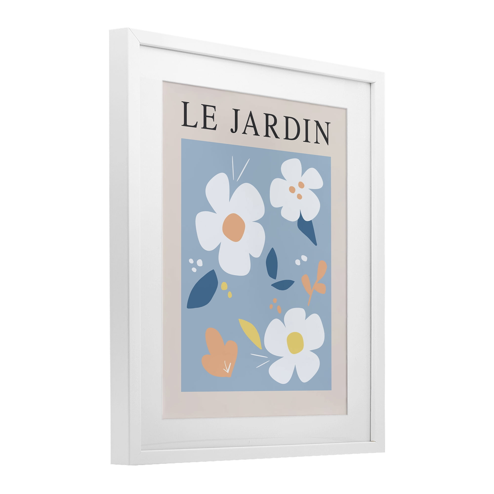 Stupell Industries Bouncing Floral Le Jardin White Framed Print Under Glass, design by Anna Quach