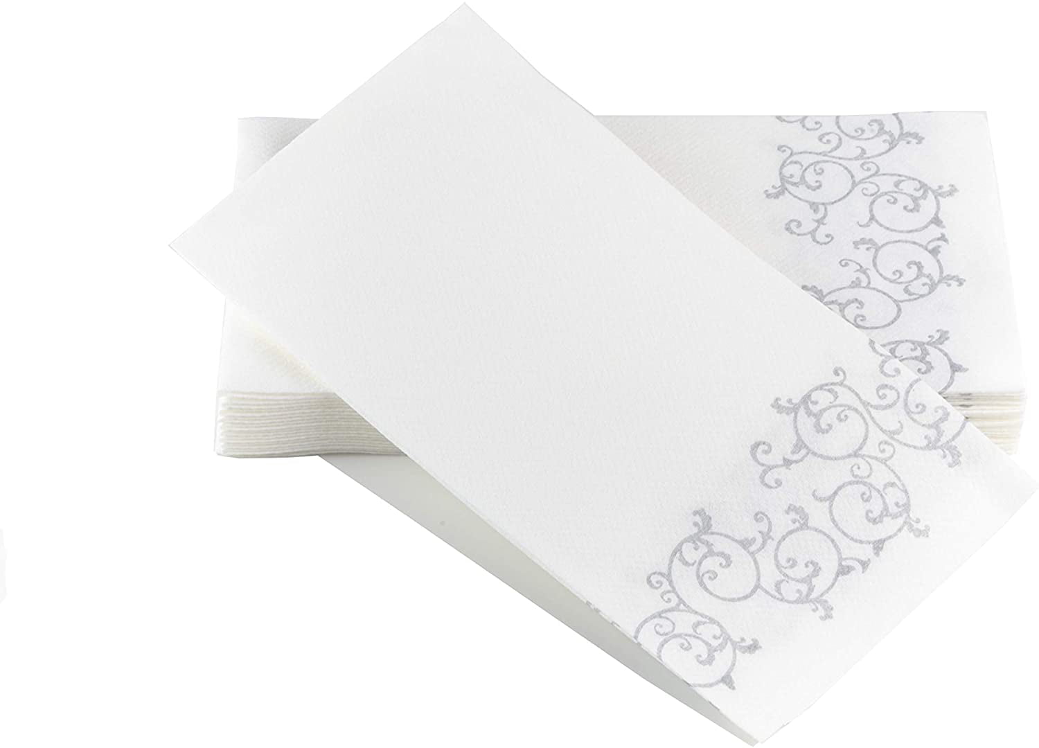 Box of 100 Simulinen Decorative Linen-Feel Bathroom Hand Towels GOLD Floral Disposable Paper Towels for Guests Perfect Size 12x17 inches unfolded & 8.5x4 inches folded 
