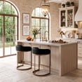 thumbnail image 3 of Zesthouse 26.6″ Modern Bar Stools Set of 2, Upholstered Faux Leather Counter Height Stools with Low Back and Thickened Antique Bronze Metal Frame, Kitchen Island Bar Chairs, Black, 3 of 10
