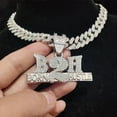 thumbnail image 3 of Men Women Hip Hop Born To Hustle Pendant Necklace with 13mm Crystal Cuban Chain HipHop B2H Necklaces Letter Charm Jewelry Gifts, 3 of 7
