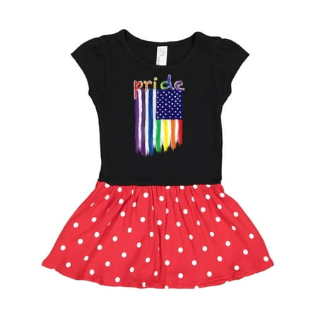 

Inktastic Painted American Rainbow Flag with Pride Gift Toddler Girl Dress