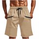 thumbnail image 1 of Pantalones Cortos para Hombre con Cremallera Bolsillos de Color Sólido Casual Multi-Bolsillo Cremallera Cordón Elástico-Cintura Carga Medio Pantalones Cortos, Poliéster, 1 of 7
