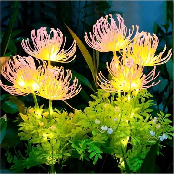 PURELY- Solar Garden Lights Flower Outdoor Waterproof Led Flower Stake Lamp Yard Pink