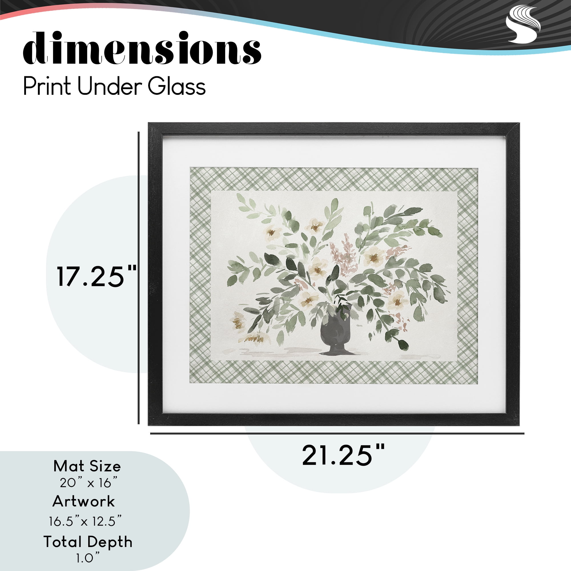 Stupell Industries Springtime Bouquet on Plaid Black Framed Print Under Glass, design by Lucille Price