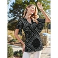 thumbnail image 4 of Women'S Short Sleeve V Neck Blouses Shirts Floral Double Layers Mesh Tunics Tops Ethnic Print XL, 4 of 7