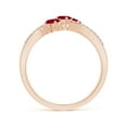 thumbnail image 2 of ANGARA Natural Oval Ruby Three Stone Bypass Ring with Diamonds in 14K Rose Gold for Women (Size-4x3mm) | July Birthstone Jewelry for Her | Natural Ruby Rings, 2 of 11