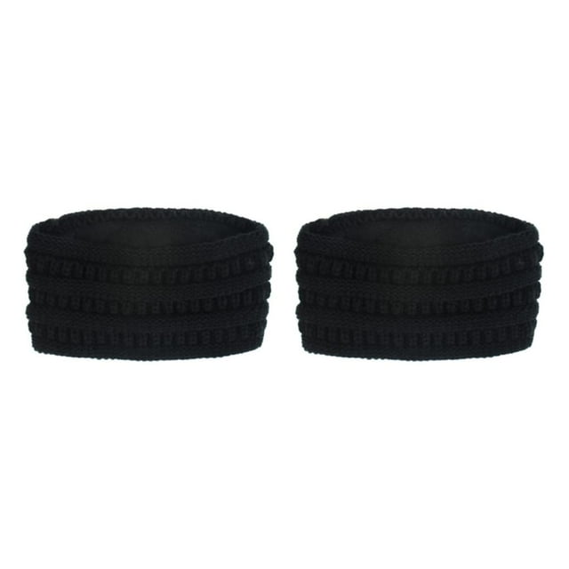 Maytalsory Multifunctional And Elegant Knitted Headbands For Women Stay Warm In Cold Weather Wide Application black 2Set