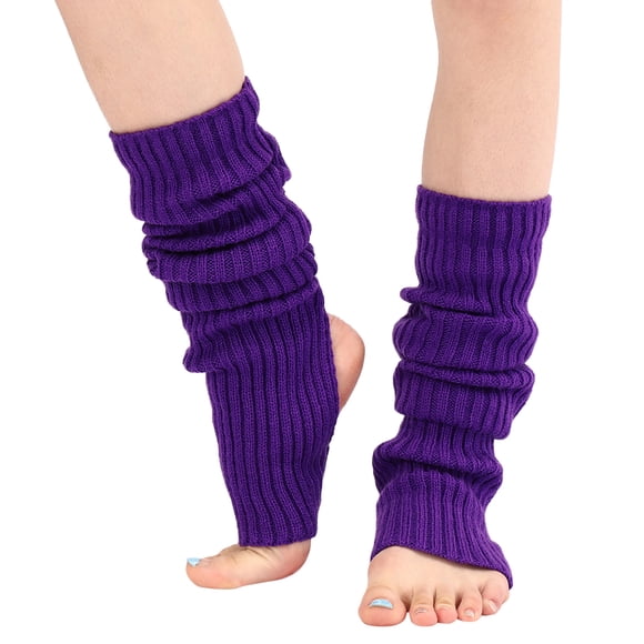 Hontri Jambières pour Femmes Hiver Longues Jambières Femmes Hommes Années 80 Tricot Côtelé Danse Sports Jambières Jambières Y2K Violet
