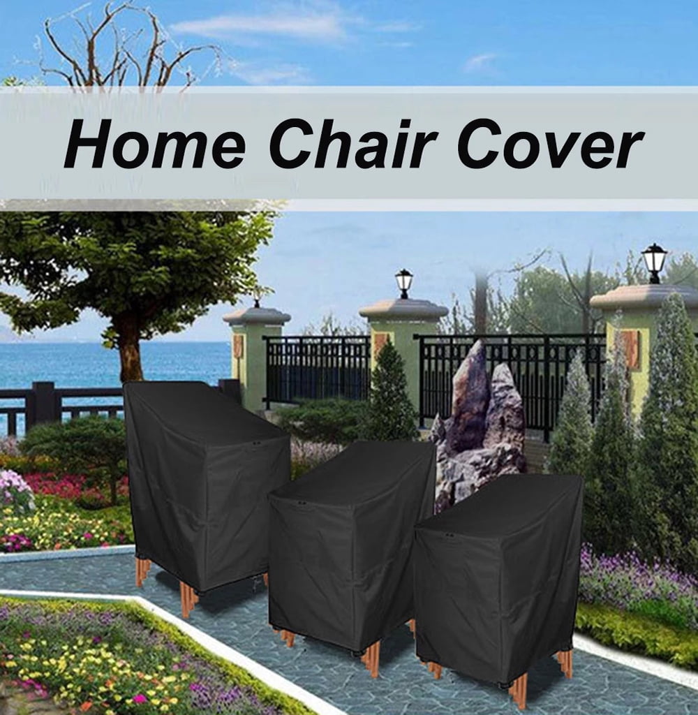 Heavy Duty Lawn Garden Patio Chair Cover Waterproof Sun Protective High Back Rocking Chair Furniture Protector Black (black )