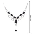 thumbnail image 5 of Yesbay Women Jewelry Set V-shapded Rhinestone Geometric Rhombus Hollow Ear Neck Jewelry Stainless Hig-end Luxury Bride Prom Wedding Hanging Earrings Necklace Set, 5 of 7
