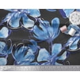 thumbnail image 2 of Soimoi Blue Silk Fabric Floral Printed Fabric 1 Yard 42 Inch Wide, 2 of 3