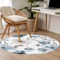 thumbnail image 5 of Round Area Rug-3ft Blue Light Brown Flower Leaves Non Slip Washable Circle Carpet Soft Large Floor Rugs for Living Room Bedroom Nursery Office, 5 of 9
