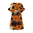 thumbnail image 4 of Stamzod Pajama Dress for Women Short Sleeve Halloween Night Gown with Pocket Ruffled V-Neck Short Sleep Shirt S, 4 of 5