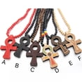 thumbnail image 3 of GKNET Mens Egyptian Ankh Cross Wood Pedant Punk Hip Hop Necklace Wooden Ball Chain 35"-Coffee (C), 3 of 6