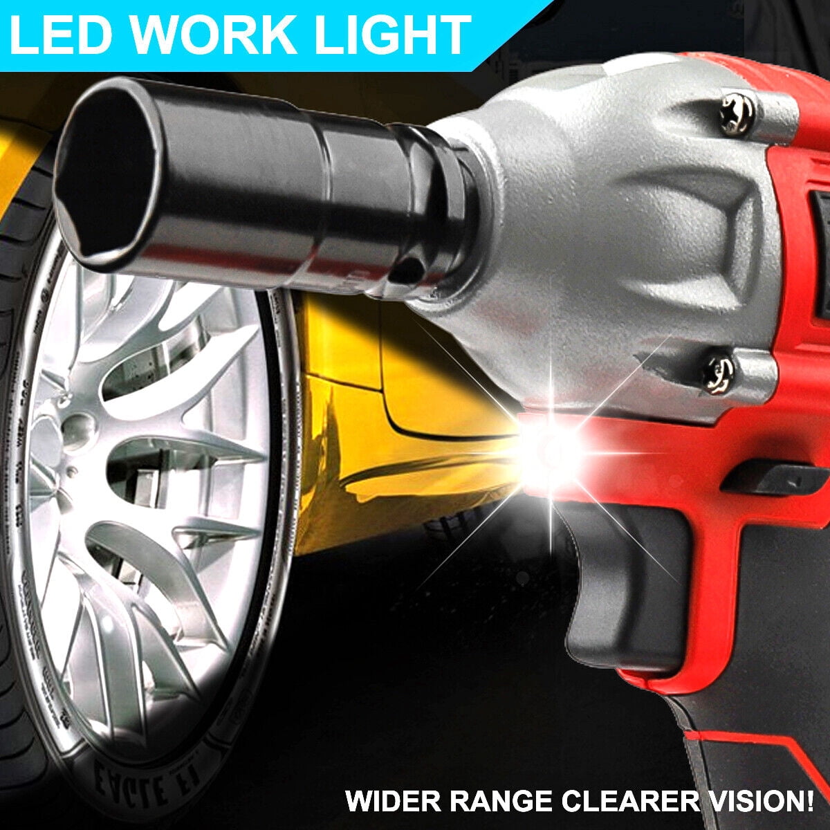 Audessy Cordless Impact Wrench 1/2" 550Nm High Torque Brushless Driver with Battery 20V
