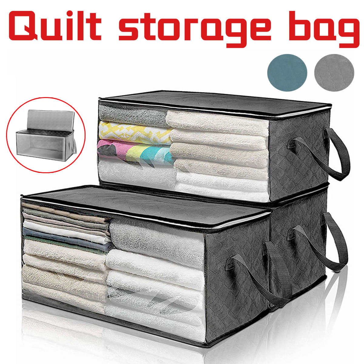 Non-Woven Fabric Storage Bag Box Clothes Quilt Bedding Duvet Zipped Orgnaizers A 