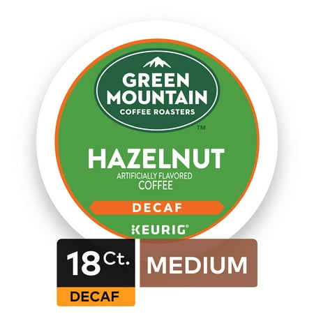 Green Mountain Coffee Roasters Hazelnut Decaf Keurig Single-Serve K-Cup pods, Light Roast Coffee, 18 Count