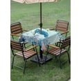 thumbnail image 3 of Outdoor Tablecloth with Umbrella Hole and Zipper, Coastal Turtle Blue Square Table Cloth 60x60 Inch Waterproof Tablecloth, Summer Beach Nautical Coral Starfish Picnic Table Cover for Patio Camping, 3 of 7
