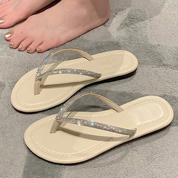 Toboganes Planos Sandalias Planas Tanga Flip para Mujeres Se Deslizan Con Suela Goma La Playa Verano