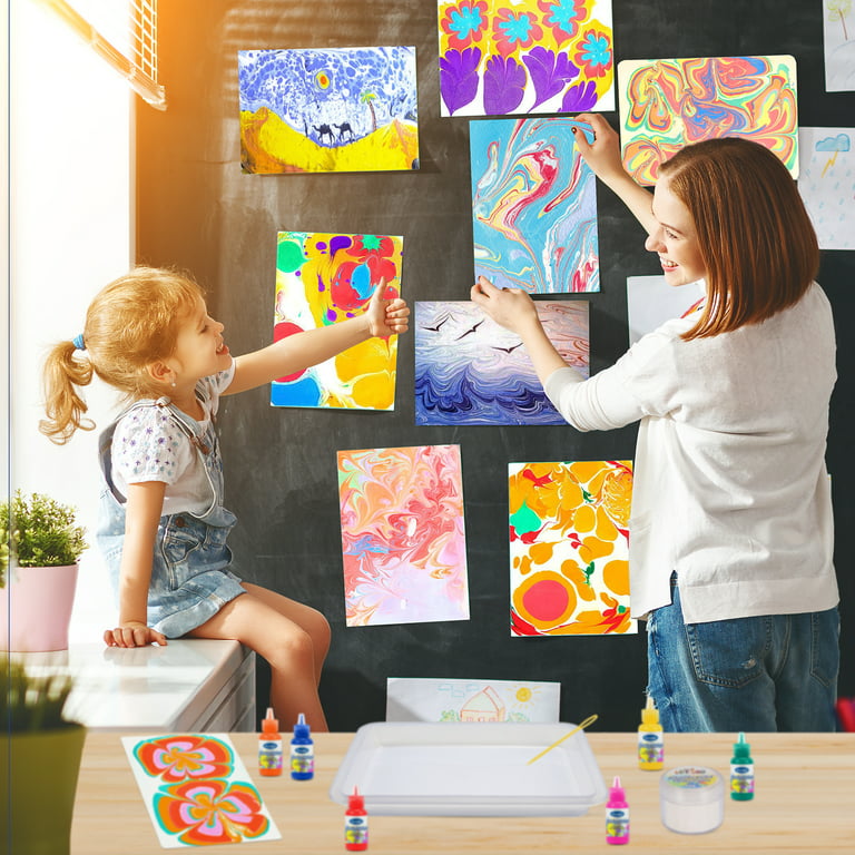  Upgrade 12-Color Marbling Paint Arts & Crafts Gifts for Kids,  Art Kits Create Your Own Unique Painting STEM Activities Crafts Toys for  Ages 6+ : Toys & Games