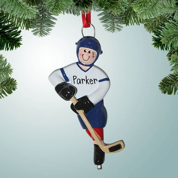 Personalized Hockey Player with Scar Christmas Ornament - Slapshot - Ice Hockey - Great Gift Ideas