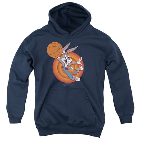 Space Jam 2 Bugs Slam Kids Pull-Over Hoodie (Small) for Youth Boys and Girls Navy