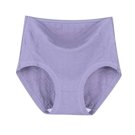 Women S High Waist Ice Silk Panties Solid Plus Size Cotton Underwear Soft Breathable Full Briefs Panties Super Stretchy Ladies BriefsPurpleXXL