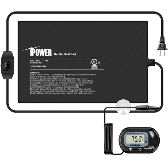 Alfombrilla térmica para reptiles iPower de 20 x 30 cm con controlador de temperatura