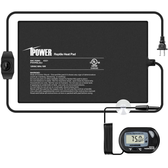 Alfombrilla térmica para reptiles iPower de 20 x 30 cm con controlador de temperatura