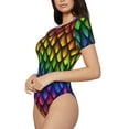 thumbnail image 2 of Easygdp Dragon Scales Women's One-Piece Swimsuit Slim Fit Crew Neck Bodysuit Athletic Swimwear with Concealed Buckle - XX-Large, 2 of 9