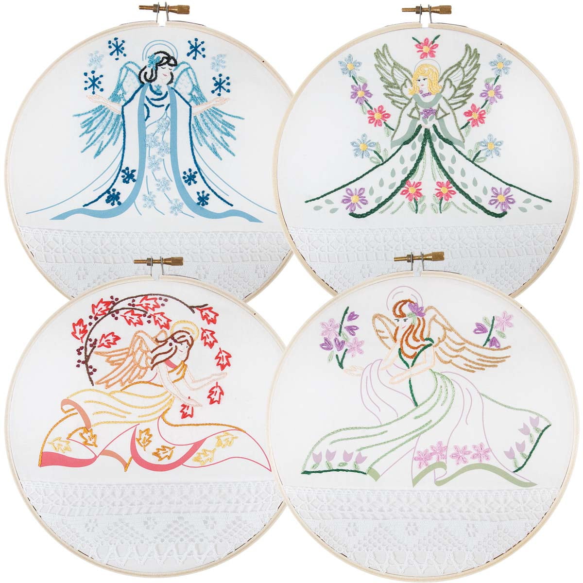 Herrschners® Four Seasons Angels Stamped Embroidery Kit - Walmart.com
