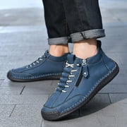 Mens Barefoot Wide Toe Combat Boots Vintage Casual Stitching Leather Zip up Walking Shoes Fashion Sneakers Ankle Booties