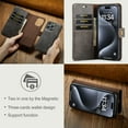 thumbnail image 6 of Allytech Wallet Case for iPhone 15 Pro with 3 Card Slots & Cash Pocket, 2 in 1 Detachable Strong Magnetic Case, Retro PU Leather Shockproof Magnetic Clasp Slim Protective Shell - Gray, 6 of 8