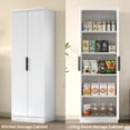 thumbnail image 5 of 71'' Tall Storage Kitchen Pantry Cabinet with Adjustable Shelves&Fluted Door, 5-Tier Cabinet for Living Room Kitchen Dinning Room Bedroom, White, 5 of 9