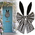 thumbnail image 2 of CoreLiving 16 Inch Easter Bunny Ears Wreath Bow Rustic Buffalo Plaid Spring Decorative Bow for Wreath Black White Ribbon Premade Craft Bow, 2 of 5
