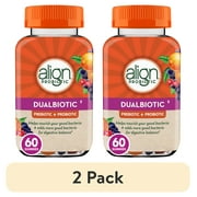 (2 pack) Align Prebiotic Probiotic Supplement Gummies, Natural Flavors, 60 ct
