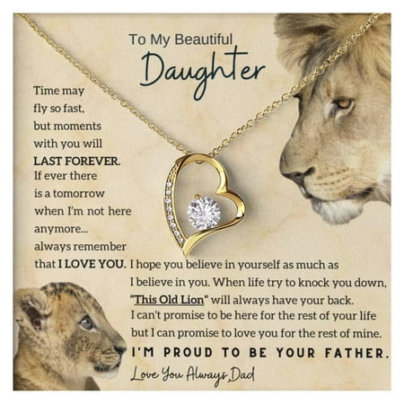 Jewelry To My Beautiful Daughter, Daughter Necklace, From Dad, Forever Love Necklace, Sentimental, Dad To Daughter, Birthday #1579, Gold Forever Love Necklace