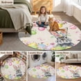 thumbnail image 5 of Easter Rabbits Round Area Rug 6Ft Washable Circle Rugs for Bathroom Office, Weeping Pink Peach Eggs Vintage Beige Spring Non-Slip Carpet Floor Mats Indoor Outdoor Carpet Runner Aesthetic Home Decor, 5 of 8