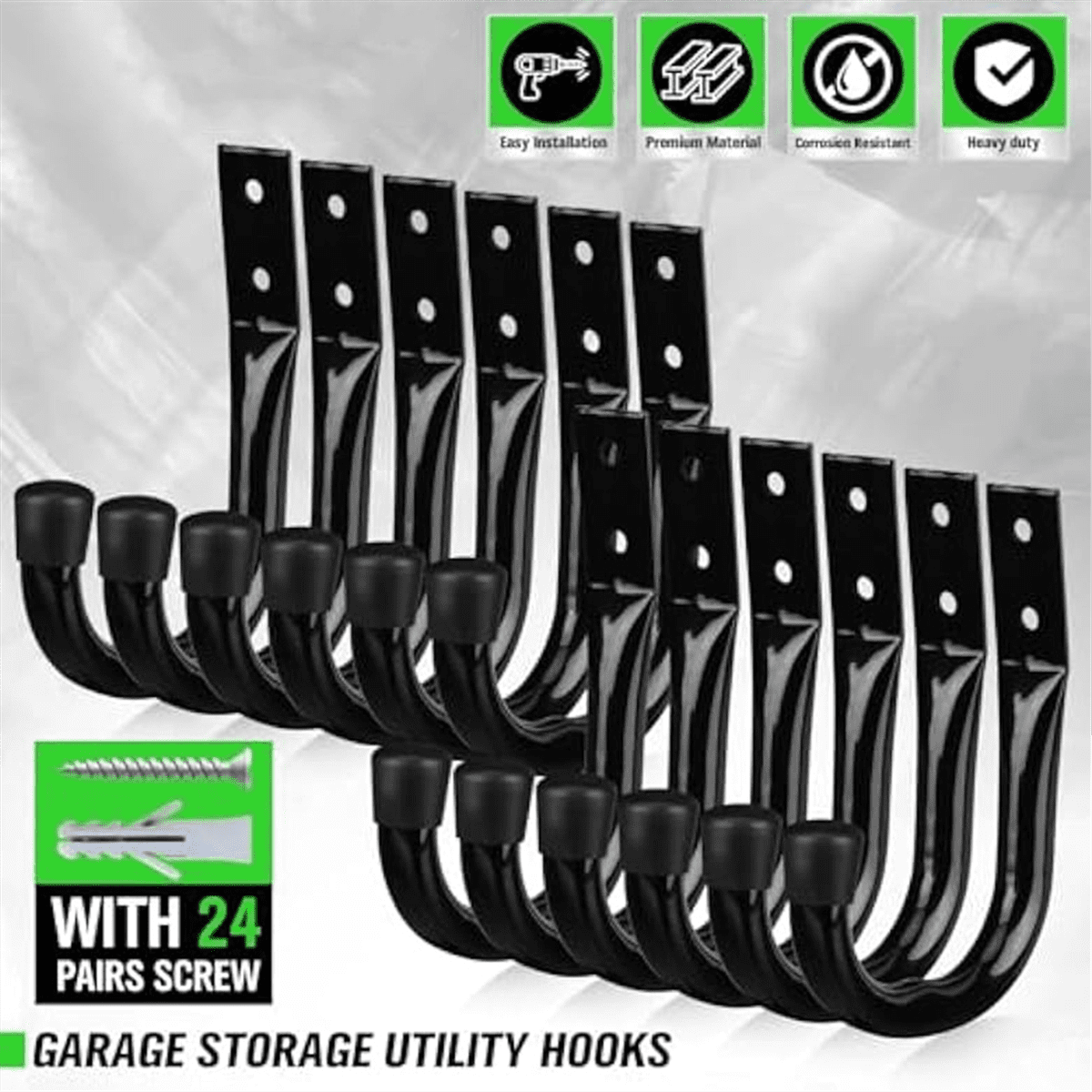 Heavy Duty Garage Storage Hooks,12pcs Bike Hooks for Garage Wall,Utility Garage Hooks,Wall Mount J Hook for Hanging