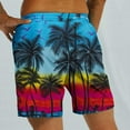thumbnail image 5 of Virmaxy Men's Drawstring Five Pants Palm Tree Print Beach Shorts Hawaiian Shorts with Pockets Special Print Beach Casual Trouser Shorts Pants Blue-A 2XL, 5 of 6