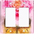 thumbnail image 6 of Metal Light Switch Plate Outlet Cover Pink Rose Flower Butterfly ROS003, 6 of 13