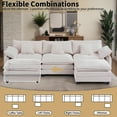 thumbnail image 7 of Gexpusm Sectional Sofa, 111" Corduroy Couch, 4 Seat Lounge Sleeper with Ottoman for Living Room ,Beige, 7 of 7