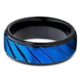 thumbnail image 2 of Tungsten Wedding Band Black & Blue Tungsten Ring Tungsten Carbide Ring 8mm Groove Men Women Comfort Fit, 2 of 3