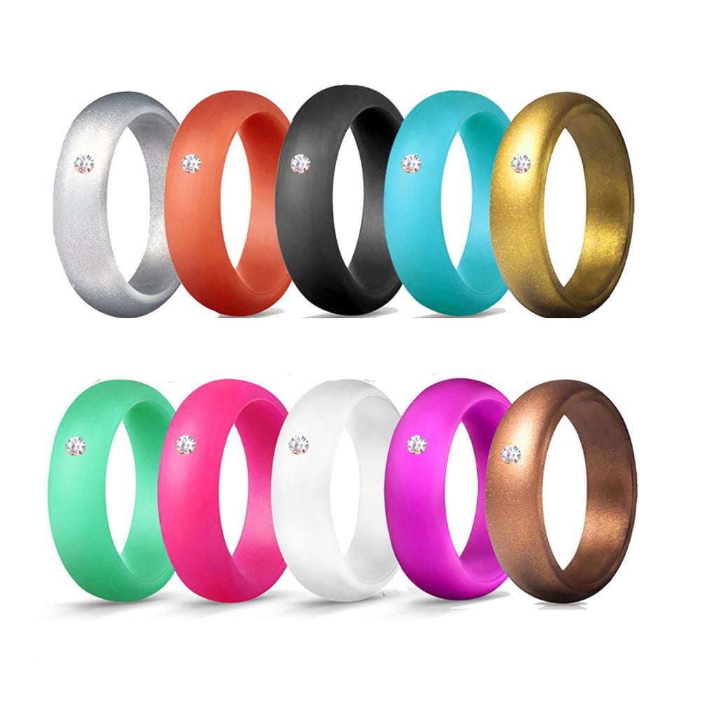 4Pcs/Set Women Rubber Silicone Fingers Band Gym Sport Ring Size 4/5/6/7/8/9/10 
