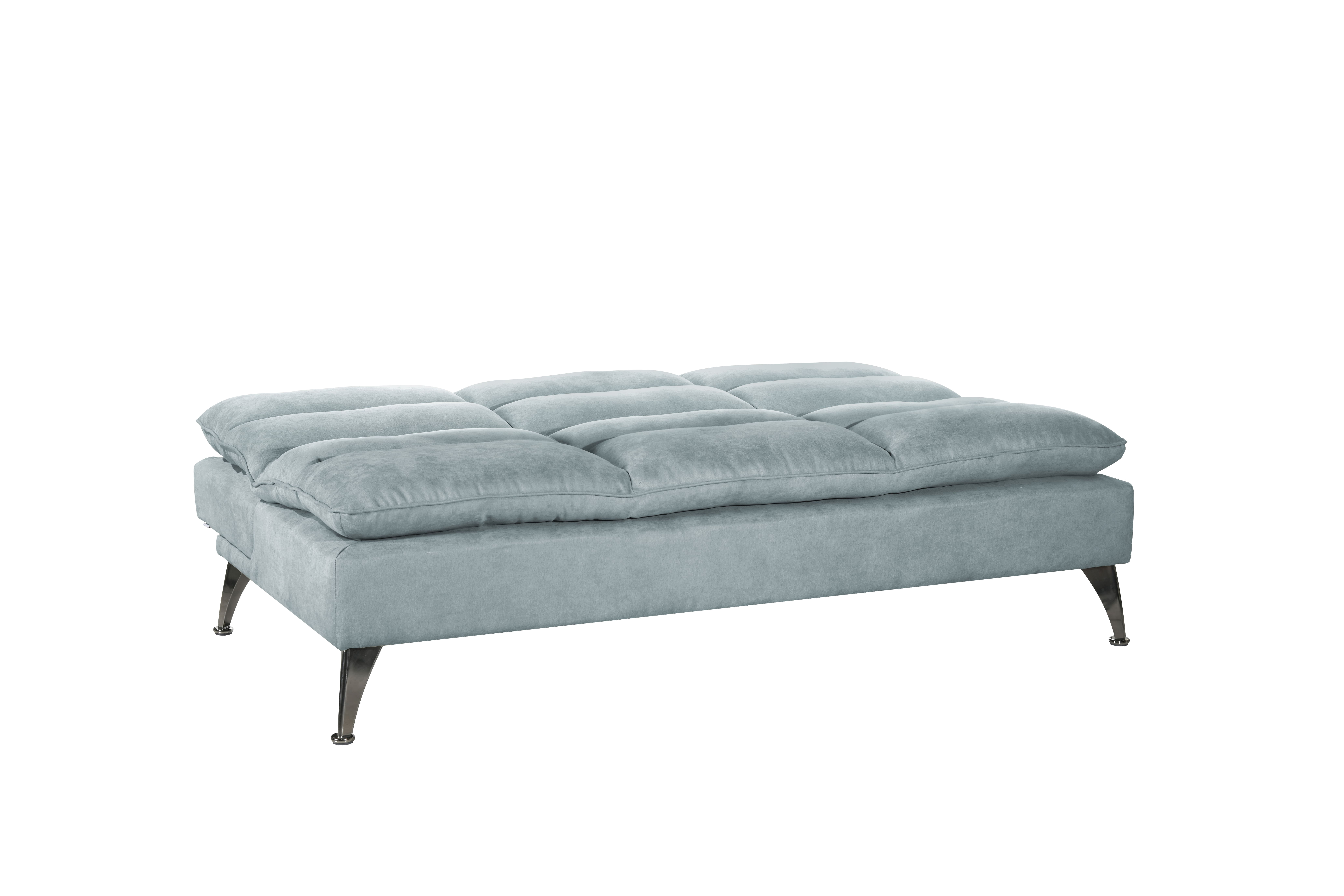 Sealy Santa Cruz Futon Sofa Convertible in Teal with Chrome Metal Legs