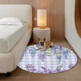 thumbnail image 2 of Purple Flowers Round Area Rug 4Ft Washable Circle Rugs for Bedroom Dining Room, Weeping Spring Floral Checkered Pastoral Non-Slip Carpet Floor Mats Indoor Outdoor Carpet Runner Aesthetic Home Decor, 2 of 8