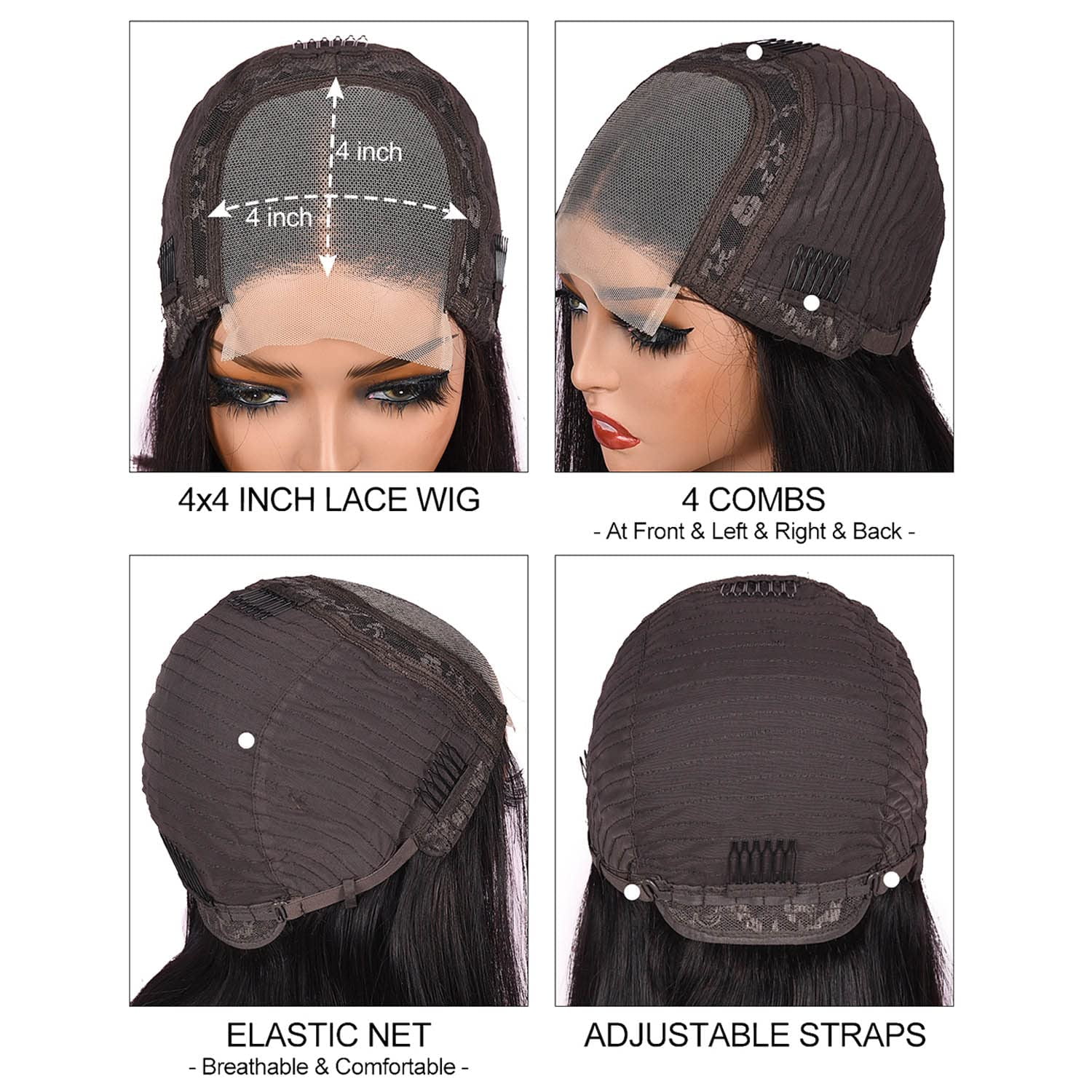 Bob Wig Human Hair 4x4 HD Transparent Lace Front Wigs 180% Density Frontal Lace Wigs Human Hair 12 Inch