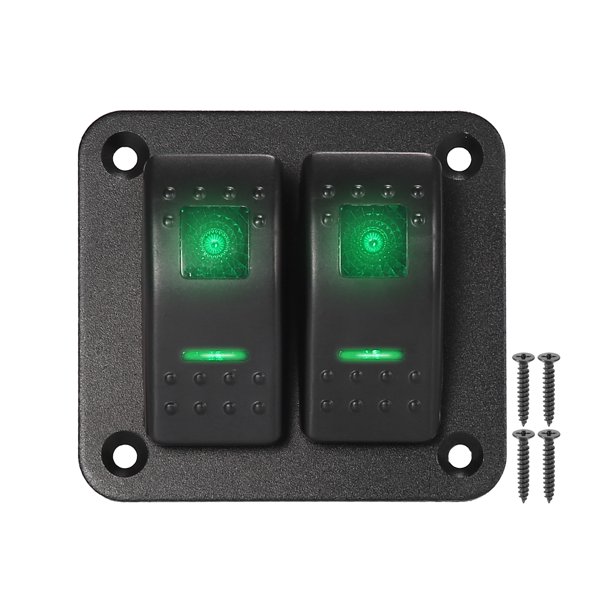 1 Juego Coche LED Tecla basculante Conmutador Interruptor Panel Impermeable Verde DC 12V 24V