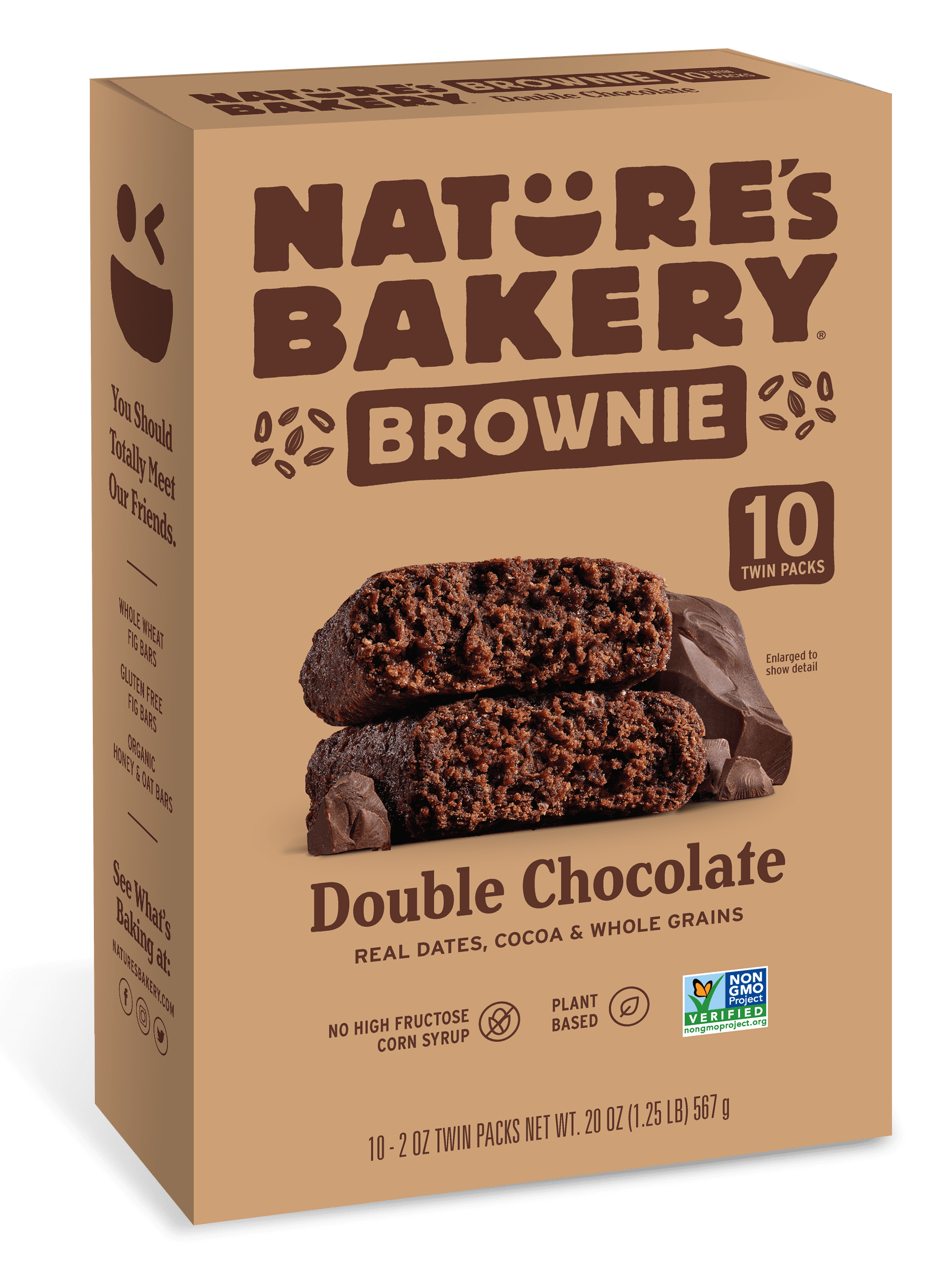 Nature's Bakery Whole Wheat Chocolate Brownie Bars, 10 Twin Packs, 2 Oz